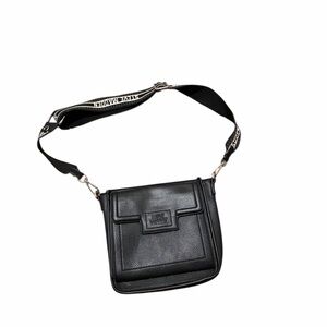 Steve Madden Black Pebbled Leather Crossbody with Branded Strap